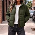 thumbnail image 3 of Edvintorg Womens Puffer Jacket Plus Size Collared Cropped Quilted Coat Long Sleeve Zip up Padded Outerwear with Pocket Women's Clothes Army Green S-3XL, 3 of 8