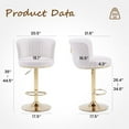 thumbnail image 2 of Farini 2-Pack Swivel Bar Stools, Adjustable Upholstered Counter Height Stools with Backrest & Metal Base for Kitchen Island, Dining Room, Beige, 2 of 7