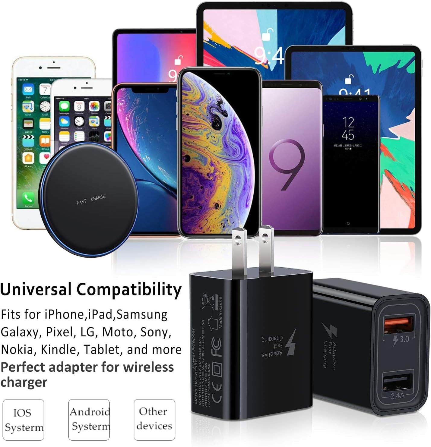 RGHJAR-USB Plug, Dual USB Wall Charger 4 Pack, 30W 2-Port Fast Charger Block,Quick Charge 3.0 Charging Block Cube for iPhone 16 15 14 13 12 11 X,iPad,Samsung S25 S24 S23 S20 S10 S9 Note20,LG