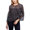 thumbnail image 1 of Blusa de punto con estampado transparente Lucky Brand para mujer negro grande, 1 of 1