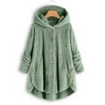 thumbnail image 3 of Girl Fuzzy Fleece Plus Size Warm Jackets Kids Button Down Hooded Sweaters Youth Autumn Winter Soft Comfort Thermal Outwear Coats Casaul Loose Cardigan with Pockets Size 5-14 Years Cold Weather, 3 of 8