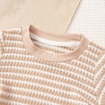 thumbnail image 3 of GobdXE Toddler Girls Striped Ribbed Outfit, Short Sleeve Top and Wide Leg Pants 2 Piece Summer Casual Set Color:White,Size:4-5 Years, 3 of 8
