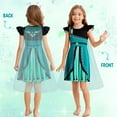 thumbnail image 4 of Benylion Princess Anna Dress With Cape Girls Birthday Party Cosplay Costume Toddler Ruffle Sleeve Fancy Outfit for 3-4 Years, 4 of 6