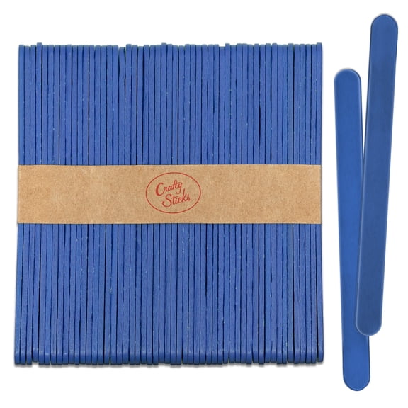 CraftySticks- 50 Pack 4.5 Inch Blue Painted Popsicle Sticks, Wood Craft Sticks for Crafts, Learning and STEM Basics