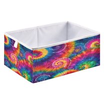 Foldable Fabric Storage Bin Home Cubes Clothing Organizer Bins Large Collapsible Box Basket for Home Organizer Colorful Tie-dye with Swirling
