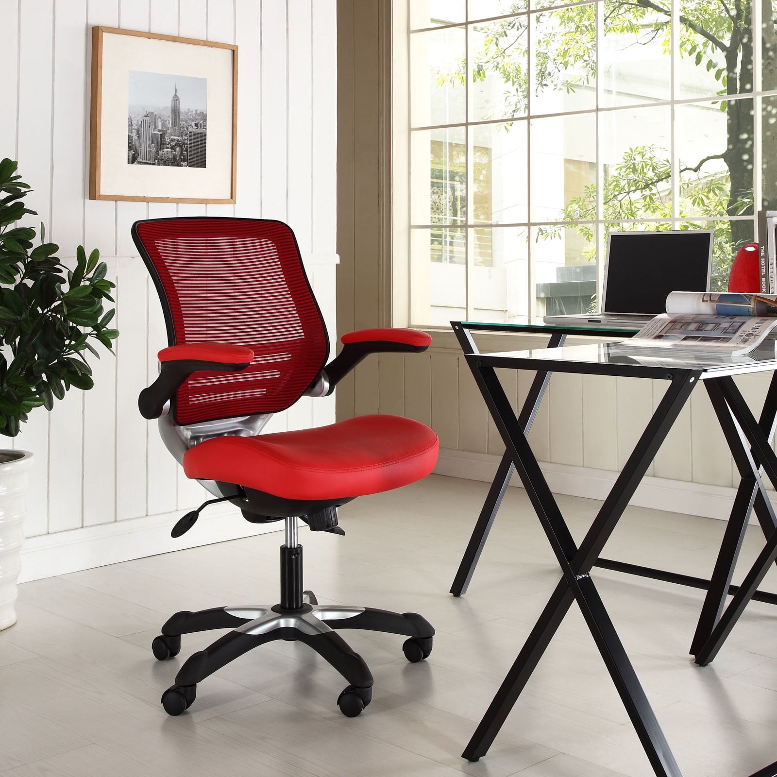 Modway Edge Mesh Back Leatherette Seat Office Chair, Multiple Colors - Walmart.com - Walmart.com
