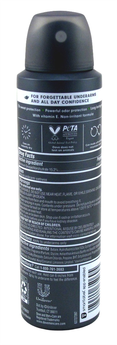 Dove Deodorant 3.8 Ounce Dry Spray Men+Care Extra Fresh 72Hr (Pack of 2)