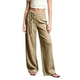 thumbnail image 4 of Lullu Girls Palazzo Pants Pull on Drawstring Loose Straight Leg Trousers, Khaki, Sizes 4-13, 4 of 5