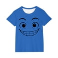 thumbnail image 2 of Blusas y camisas de manga corta con cuello redondo para niños y niñas, color liso, con estampado de expresión linda, manga corta, holgadas y cómodas, blusa para niña, 2 of 6