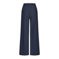 thumbnail image 5 of REALiKUN Women Casual Wide Leg Pant Elastic Waist Wide Leg Linen Pant Loose Long Palazzo Trousers with Pockets, 5 of 6