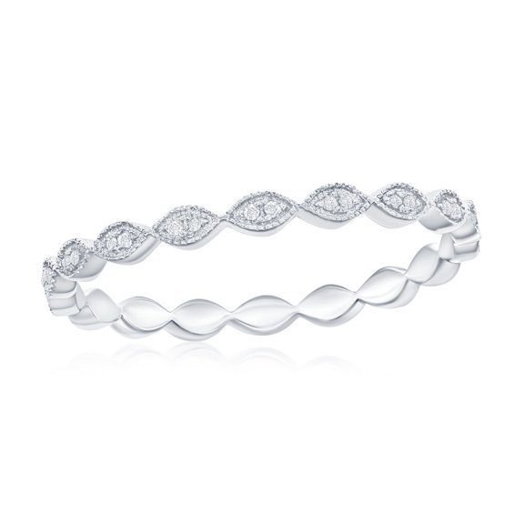 Daily Delight TheJewelryHut Designer Sterling Silver Marquise Eternity Diamond Ring - (36 Stones)