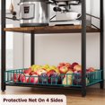 thumbnail image 3 of Bakers Rack, Microwave Oven Stand with Large Wire Basket, 4 Tier Utility Storage Shelf with 8 Hooks, 3 of 7