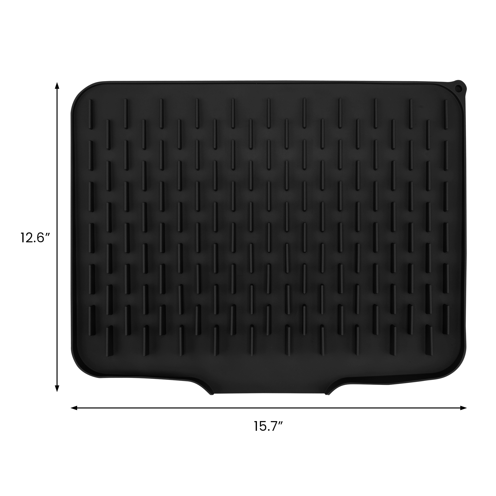 Unique Bargains Silicone Easy Clean Slope Design Dish Drying Mat Black 15.7*12.6*0.8 inch