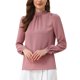 thumbnail image 4 of CAMISA DE CHIFFON INSPIRADA CHIC PARA MUJERES, OFICINA, CUELLO ALTO, MANGA LARGA, BLUSA M GRIS ROSA, 4 of 5