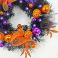 thumbnail image 4 of InsCrazy Halloween Decorations Wreath Black Decoration Halloween Wreath for Front Door Pre-lit Artificial Halloween Front Door Wreath for Indoor Outdoor Home Party Wreath with Light, 4 of 6