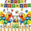 54Pcs Sesame Street Birthday Party Supplies, Party Decorations Includes Birthday Banner, Hanging Swirls, Cake Topper, Cupcake Toppers, Balloons, Foil Balloons for Kids