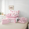 thumbnail image 6 of Manfei Lipstick Cosmetics Twin Bedding Sets 7-Piece,Geometric Plaid Bedding Comforter Set,Pink Bowtie Bow Sheet Sets For Girls,Breathable Home Decor Reversible, 6 of 8