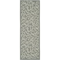 SAFAVIEH Courtyard Ava Floral Indoor/Outdoor Runner Rug, Anthracite/Light Grey, 2'3" x 6'7"