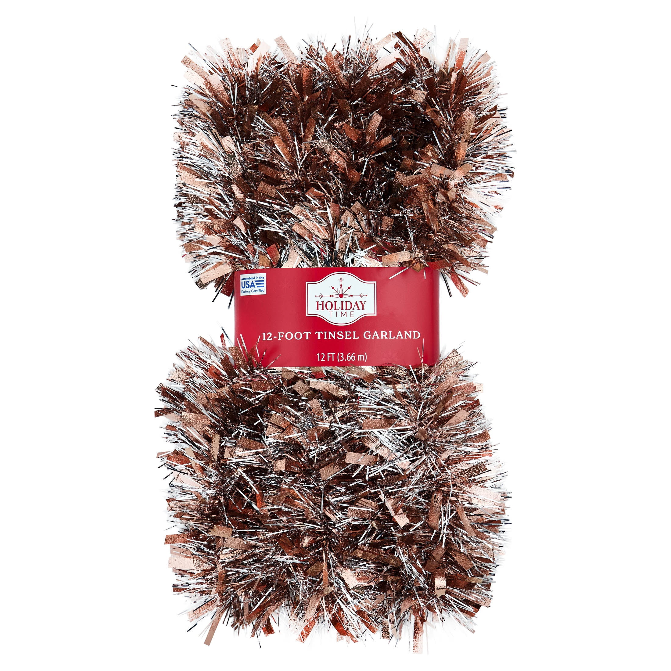 Tinsel Christmas Garland, Rose and Silver, 12', by Holiday Time