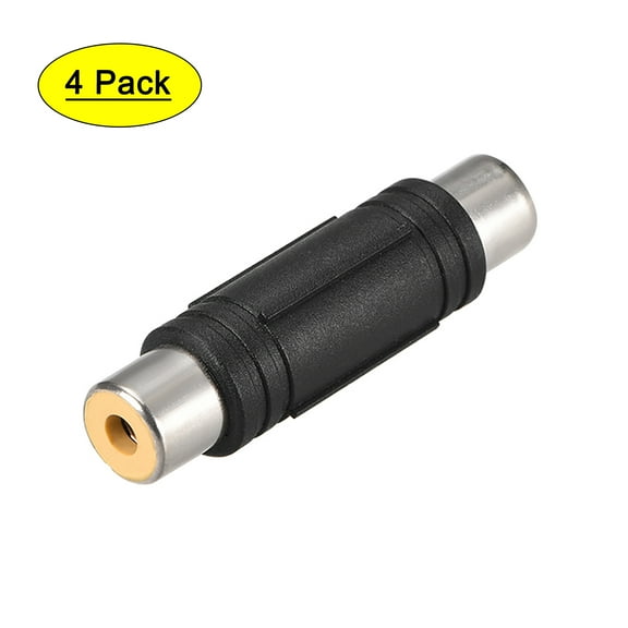 Uxcell 1.61''x0.39'' RCA 3 Female to 3 Female Connector Stereo Adapter Coupler Plastic Black 4pcs