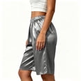 thumbnail image 5 of Shorts Split Loungewear Women Summer Satin Pajama Shorts for Women Knee Length Cooling Casual Shorts Loose Plus Size Women’s Home Loungewear Shorts Black XXL, 5 of 7