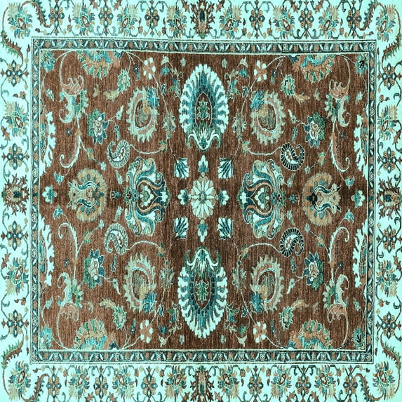 Ahgly Company Indoor Square Abstract Light Blue Modern Area Rugs, 8' Square