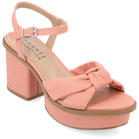 

Journee Collection Womens Garner Knit Inset Platform Block Heel Sandals