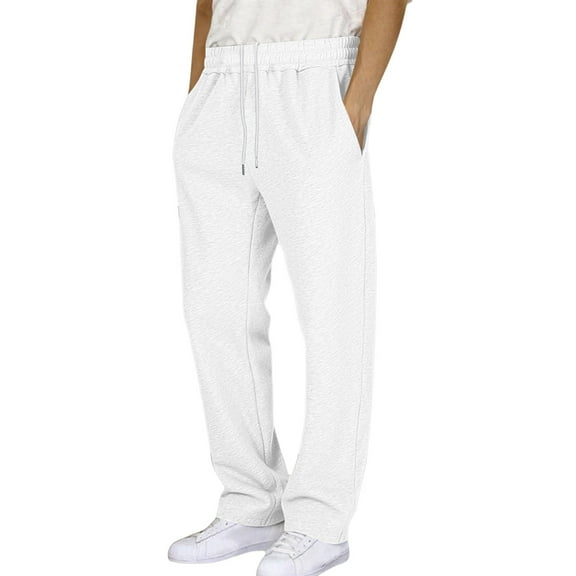 Men's Lined Sweatpants Wide Straight Leg Joggers High Waisted Yoga Workout Pants with Pockets for Comfort Casual Pants Elastic Waist Straight Work Pants for Men
