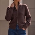 thumbnail image 2 of Lnmiateer Women Zip Up Chunky Knit Cropped Cardigan Long Sleeve Sweater Jacket Relaxed Fit Knit Outerwear Fall Winter Casual Daily Layering Coat, 2 of 6