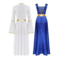 thumbnail image 2 of Raenseen Robes de Danse pour Femmes Tenues de Culte Col Carré Tunique avec Robes à Manches Longues Bleu&Blanc G, 2 of 7
