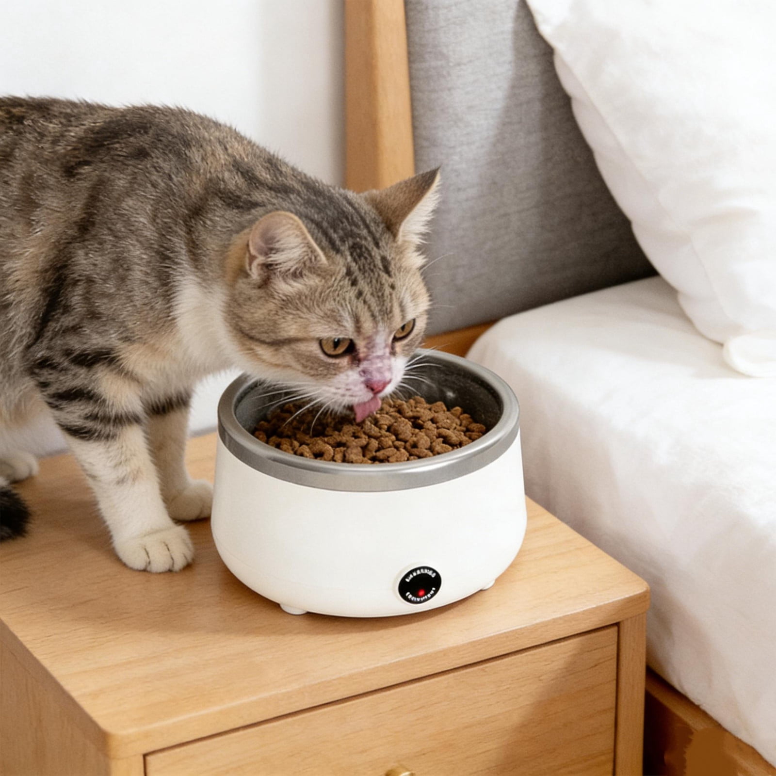 Nilvkv 3-in-1 Pet Yogurt Maker Adjustable Temperature Water Dispenser Food Warmer with Stainless Steel Bowl 16x16x16CM