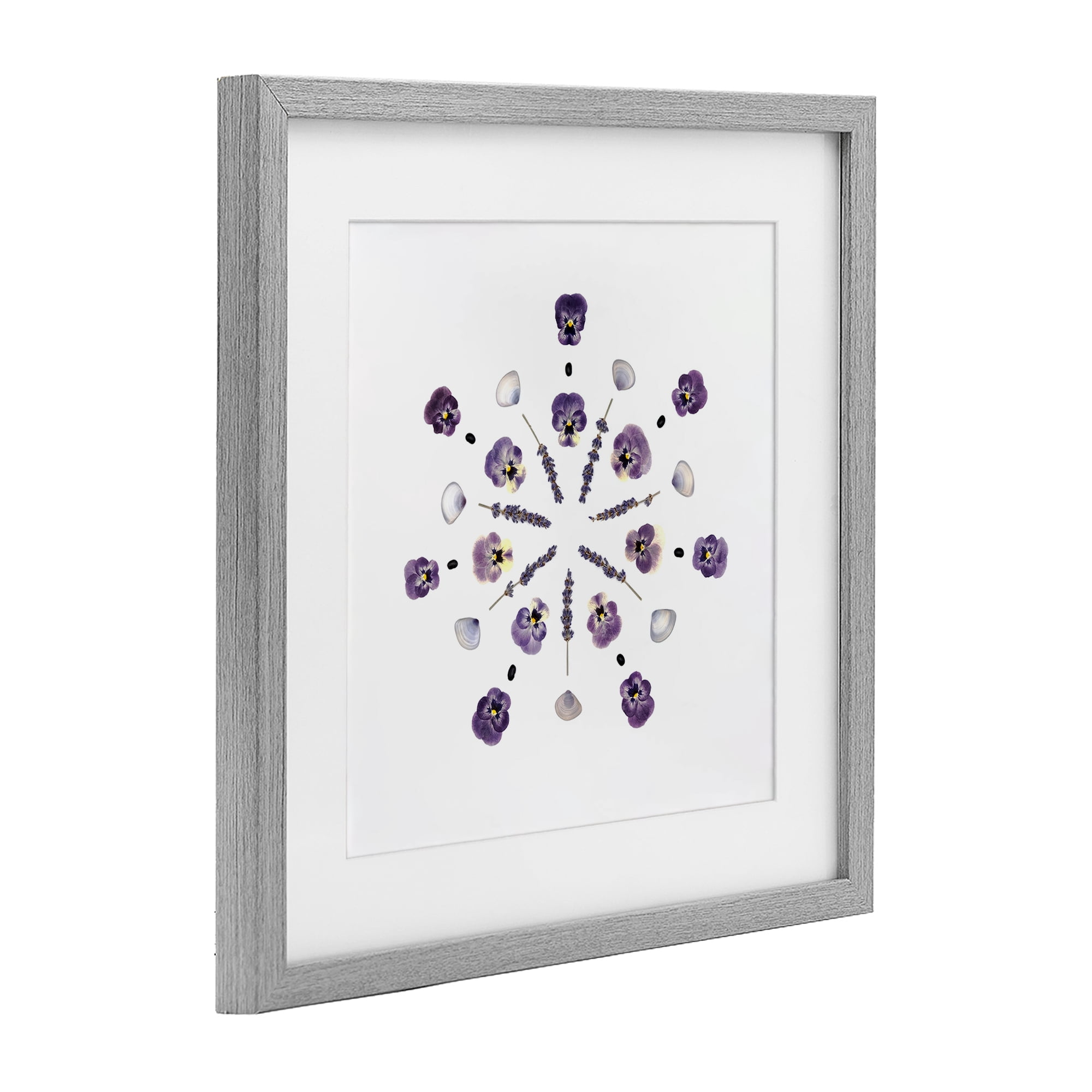Stupell Industries Pansies & Lavender Symmetry Gray Framed Print Under Glass, design by Beth Adoette