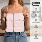 Living Fashions Luxurious Washcloths - Set of 12 - Size 13 x 13 - Absorbent and Soft Cotton Wash Cloth for Body and Face