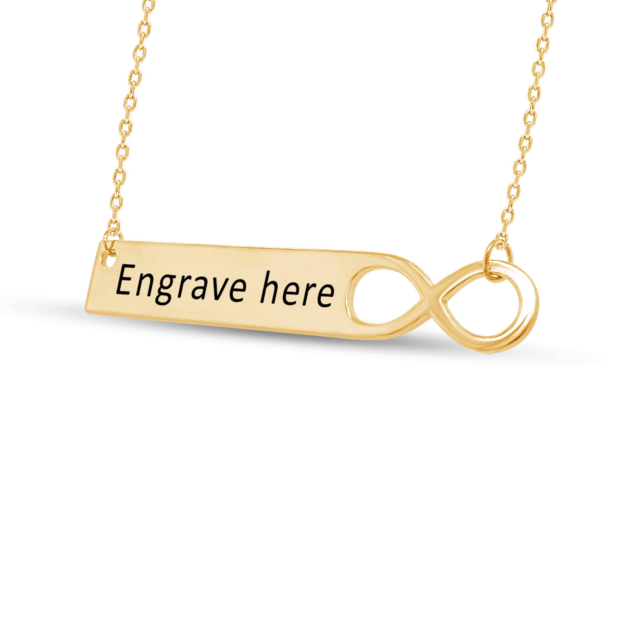 AFFY Engravable Infinity Bar Personalize Pendant Necklace in 14k Yellow Gold Over Sterling Silver