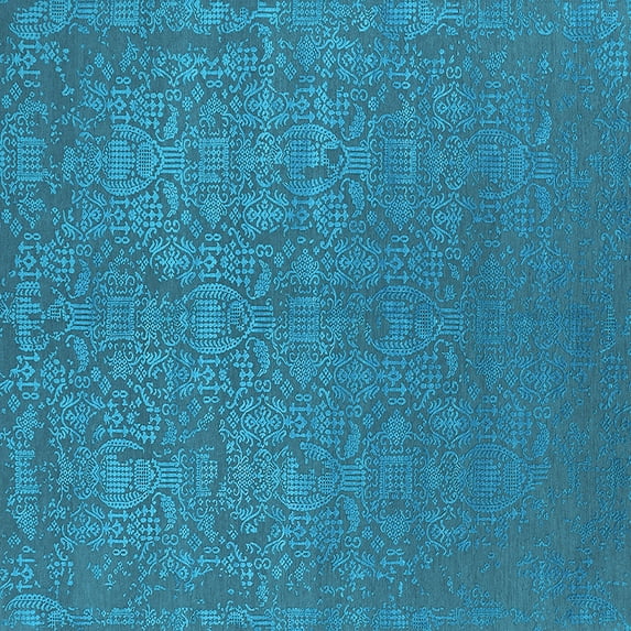 Ahgly Company Indoor Square Oriental Light Blue Industrial Area Rugs, 8' Square
