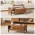 thumbnail image 3 of Gelloan Lift Top Coffee Tables for Living Room, Fluted Rectangle Wooden Coffee Table with Storage Shelf and Hidden Compartment,Walnut, 3 of 6