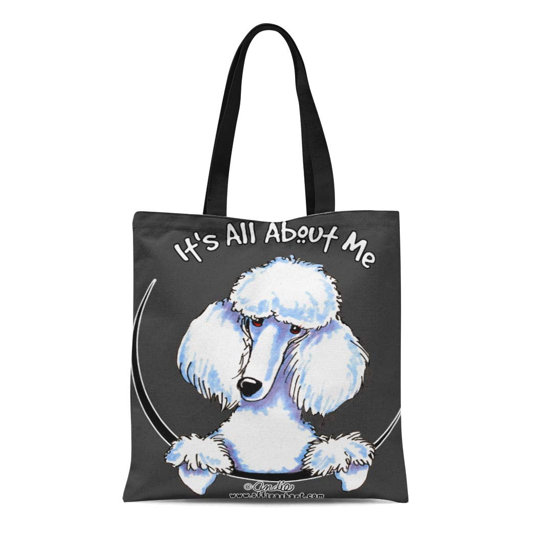LADDKE Canvas Tote Bag Miniature White Standard Poodle Funny Cute Lover