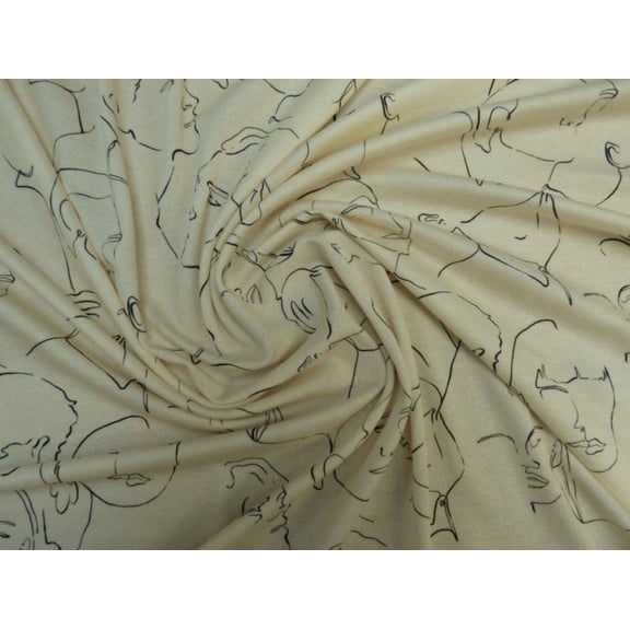 Lady McElroy Viscose Crepe Textured Stretch Knit Fabric Cream - per yard