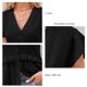 thumbnail image 5 of Whataatahia Camiseta con cuello en V para mujer, manga corta, patrón de puntos, cintura con volantes, cierre de botón, camiseta informal de verano, negro L, 5 of 6