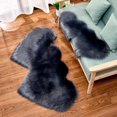 thumbnail image 1 of Double Heart Shaped Area Rug 1.1'x2.3' Fluffy Faux Sheep Skin Fur Area Rug Modern Carpet Fuzzy Rug Mat for Bedroom Kitchen Bathroom Living Room, Grey, 1 of 3