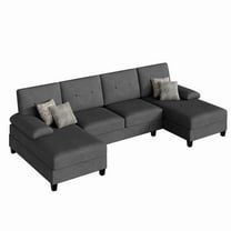 Walsunny 106.3" Modern U-Shaped Sectional Sofa with Chaise, Fabric Modular Couch, 4 Seat Oversized Sofa with Chaise for Living Room