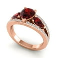 thumbnail image 2 of 2.00 Carat Stylish Pear Cut Garnet Gemstone & Natural Diamond 3-Stone Bridal Ring for her Solid 14K Rose Gold Size 4 by Diamond-Capitals, 2 of 8
