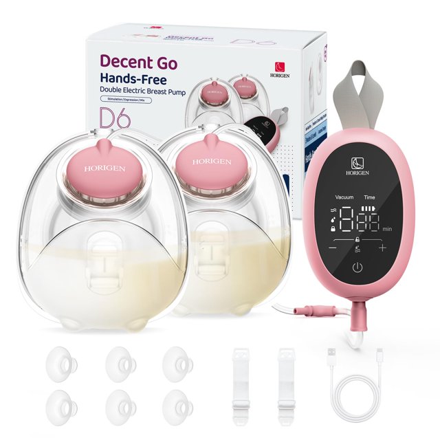 Extractor de leche HORIGEN D6 portátil con manos libres y brida de 25 mm