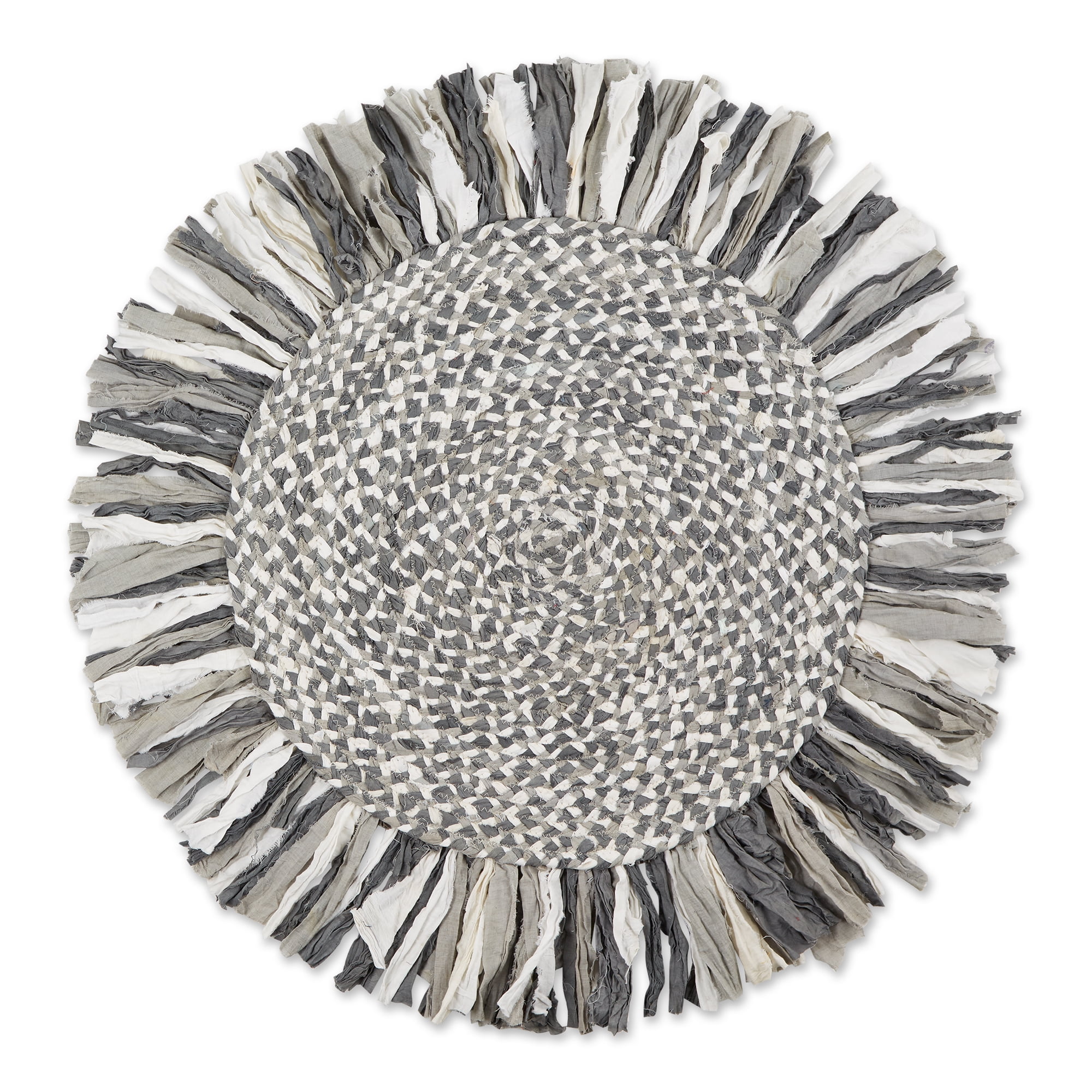 GrayWhite Rag Rug 3 Ft Round