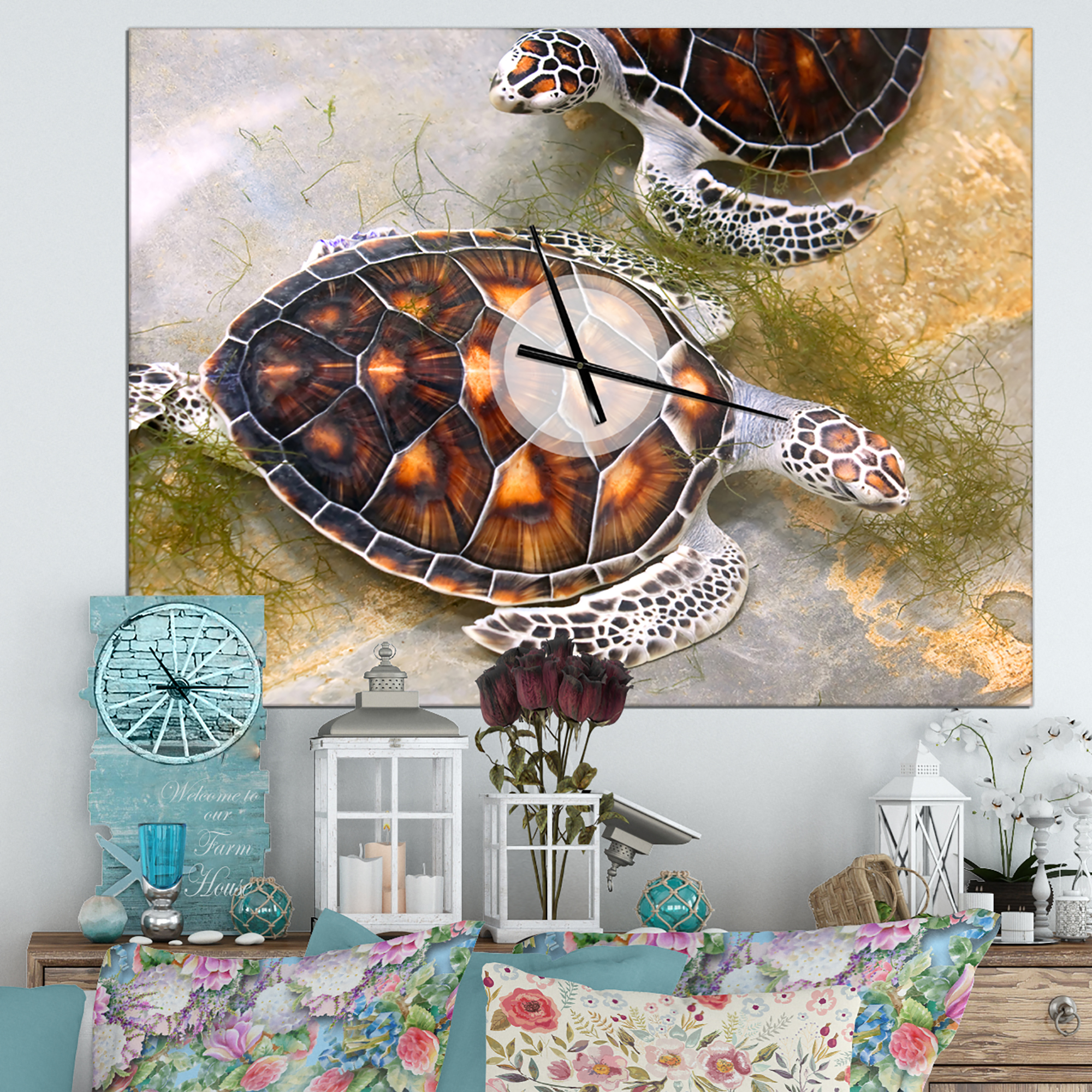 Designart 'Sea Turtles in Nursery' Traditional Wall Clock