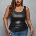 thumbnail image 2 of Liquidation! Hauts Grande Taille pour Femmes, Blouse à Manches Courtes d'Été pour Femmes, Mode Décontractée Sans Manches Unie Col Rond Blouse, 2 of 5
