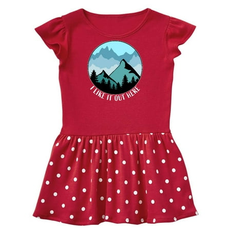 

Inktastic I Like It Out Here Mountains in Blue Gift Toddler Girl Dress