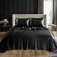 thumbnail image 2 of Juego de Ropa de Cama Queen Love's Cabin Satín 4 Piezas Negro, 2 of 7