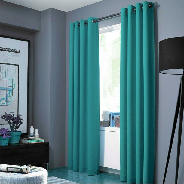 (#72) 1 Panel Teal Solid Thermal Foam Lined Blackout Heavy Thick Window