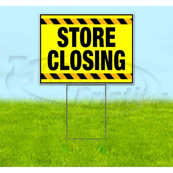 Store Closing Stripe (18" x 24") Yard Sign, Includes Metal Step Stake